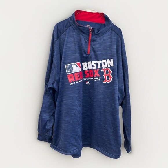 Majestic Boston Red Sox Half Zip Pullover Sweatshirt Sz XXXL 3XL - Picture 1 of 5